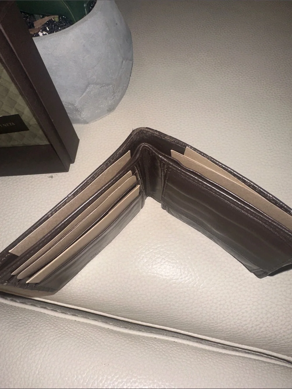 Bottega Veneta Dark Brown Intrecciato Leather Wallet
